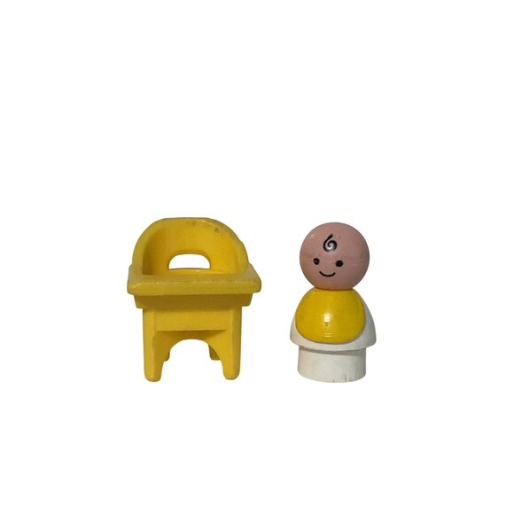 Vintage Fisher Price Little People Baby Infant Yellow High Chair #761 Nursery - Picture 2 of 5